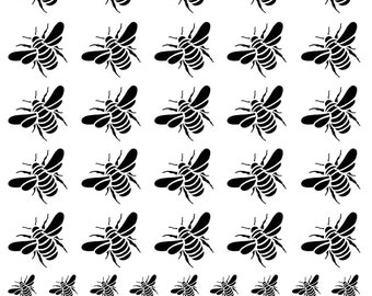 Bold Bees 66 pcs 1/4" to 5/8" Black Fused Glass Decals