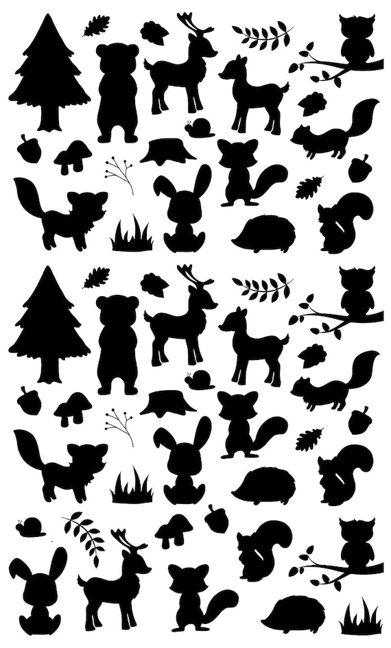 Highland Cows 5/" X 7/" Card 36 pcs 1/" Black Fused Glass Decals 1086
