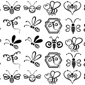 Baby Bumble Bees 30 pcs Black Fused Glass Decals