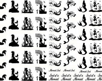 Mermaid Soul 60 pcs 3/4" Black Fused Glass Decals