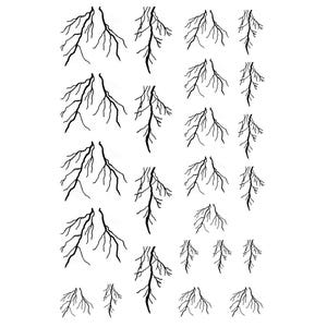 Lightning 24 pcs 0.75 to 1 Inch Black Fused Glass Decals
