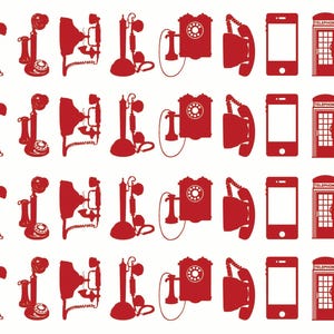 Telephones 36 pcs 1 Inch Red Fused Glass Decals