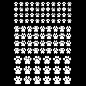 Tiny Paw Prints 98 pcs White Fused Glass Decals
