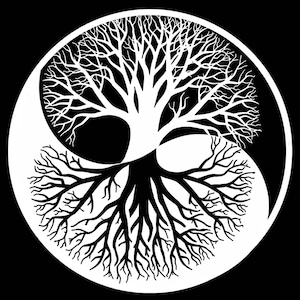 Yin Yang Tree Circle 2 pc 4 Inch White Fused Glass Decals