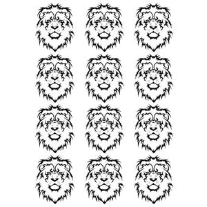 Lion Heads 12 pcs 1.25 Inch Black Fused Glass Decals