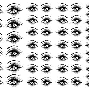 Eyes 62 pcs 1/2" to 1" Black Fused Glass Decals
