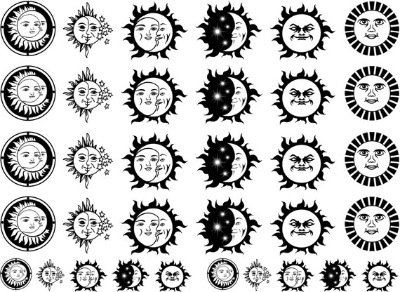 Celestial Moon Sticker Sun Decal Celestial Sun And Moon Decal Celestial Moon Sticker Sun Decal Celestial Sun And Moon Decal