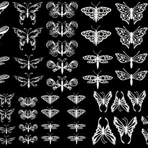 Butterfly Dragonfly 57 pcs White Fused Glass Decals