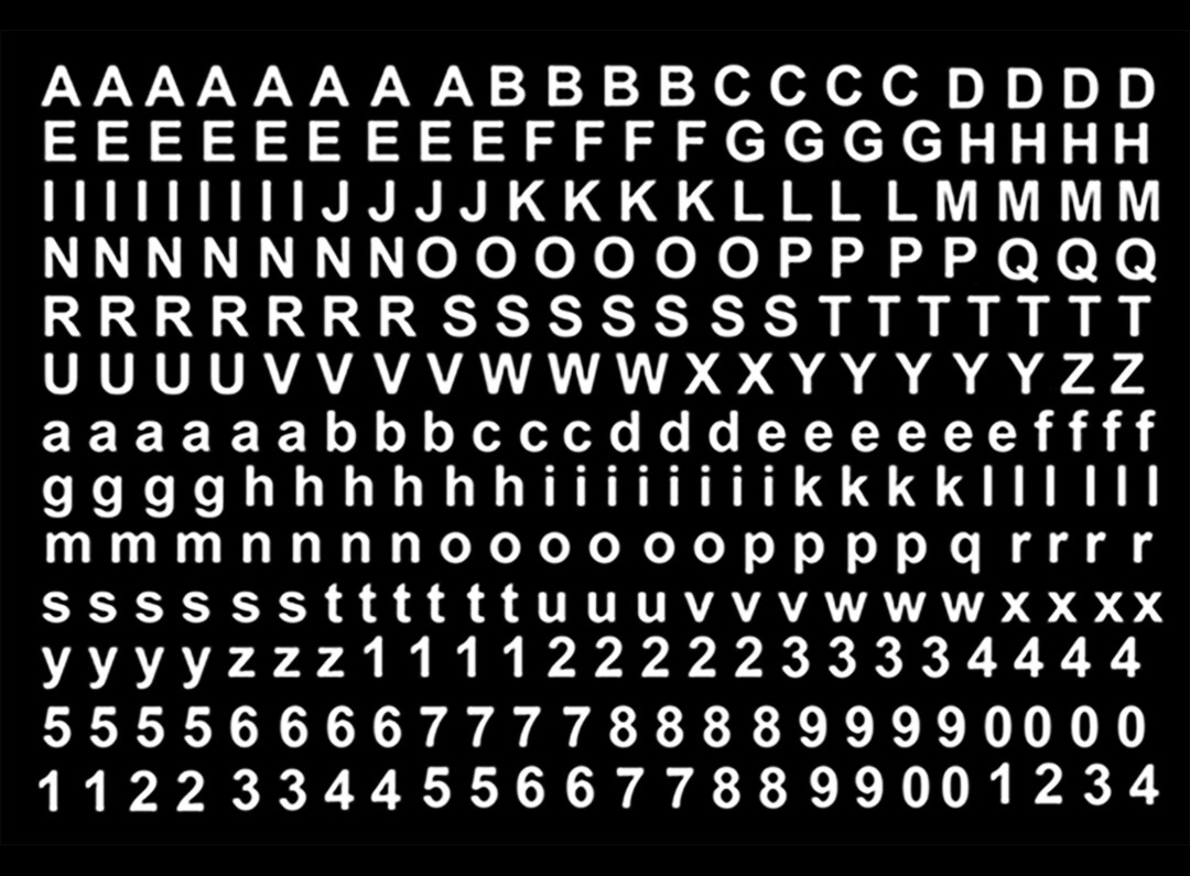 Block Font Letters Numbers 299 Pcs 3/16 Inch White Fused Glass Decals ...
