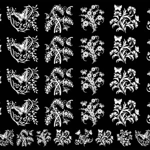 Butterfly Garden 34 pcs 1 Inch White Fused Glass Decals