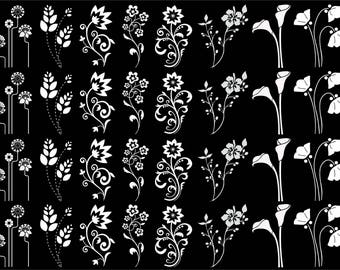 Fantasy Flowers 32 pcs 1-1/4" White Fused Glass Decals