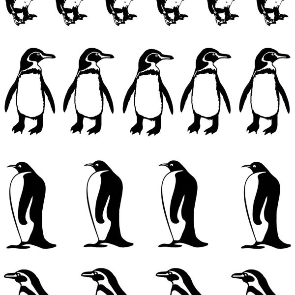 Penguin 19 pcs 1" Black Fused Glass Decals