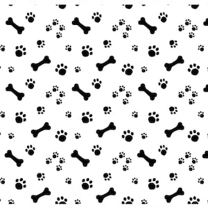 Allover Dog Bones Paw Prints 1 pc 5 x 7 Inch Black Fused Glass Decal