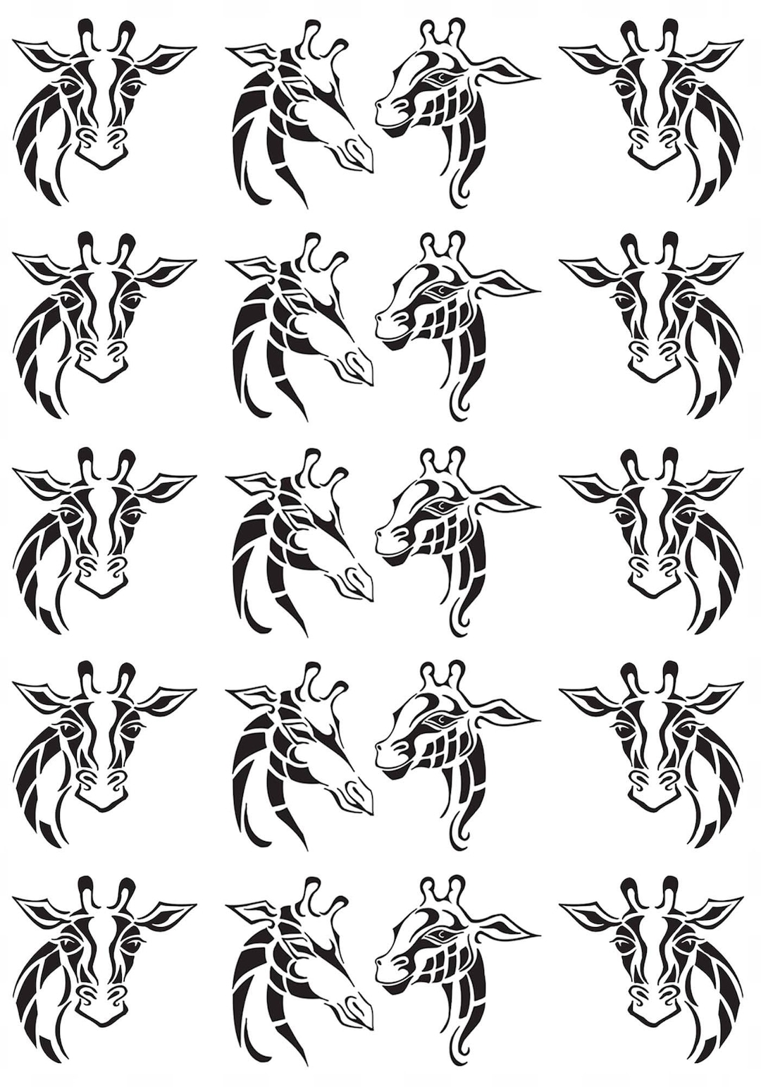 Giraffe Heads 20 Pcs 7/8 Black Fused Glass Decals - Etsy