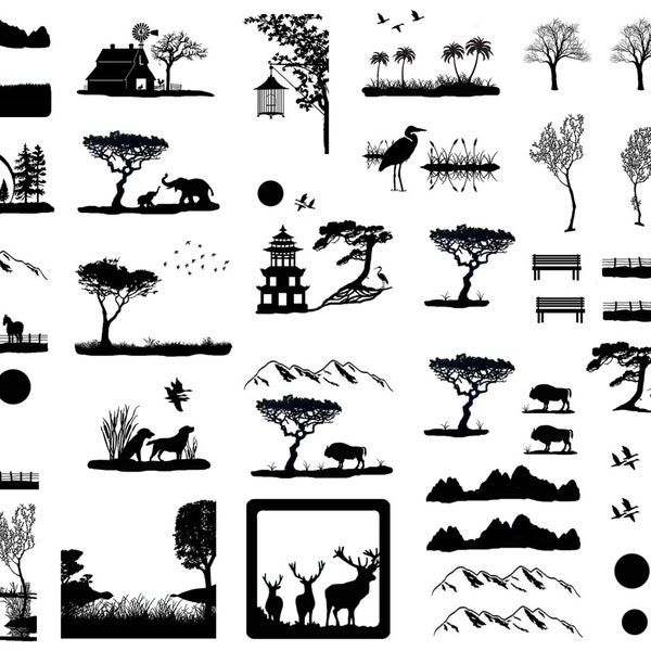 Scenic Views 46 pcs 1/4" to 1-1/4" Black Fused Glass Decals