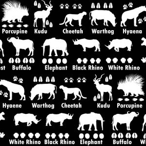 Adesivos de vidro fundido branco com pegadas de animais africanos, 26 peças.