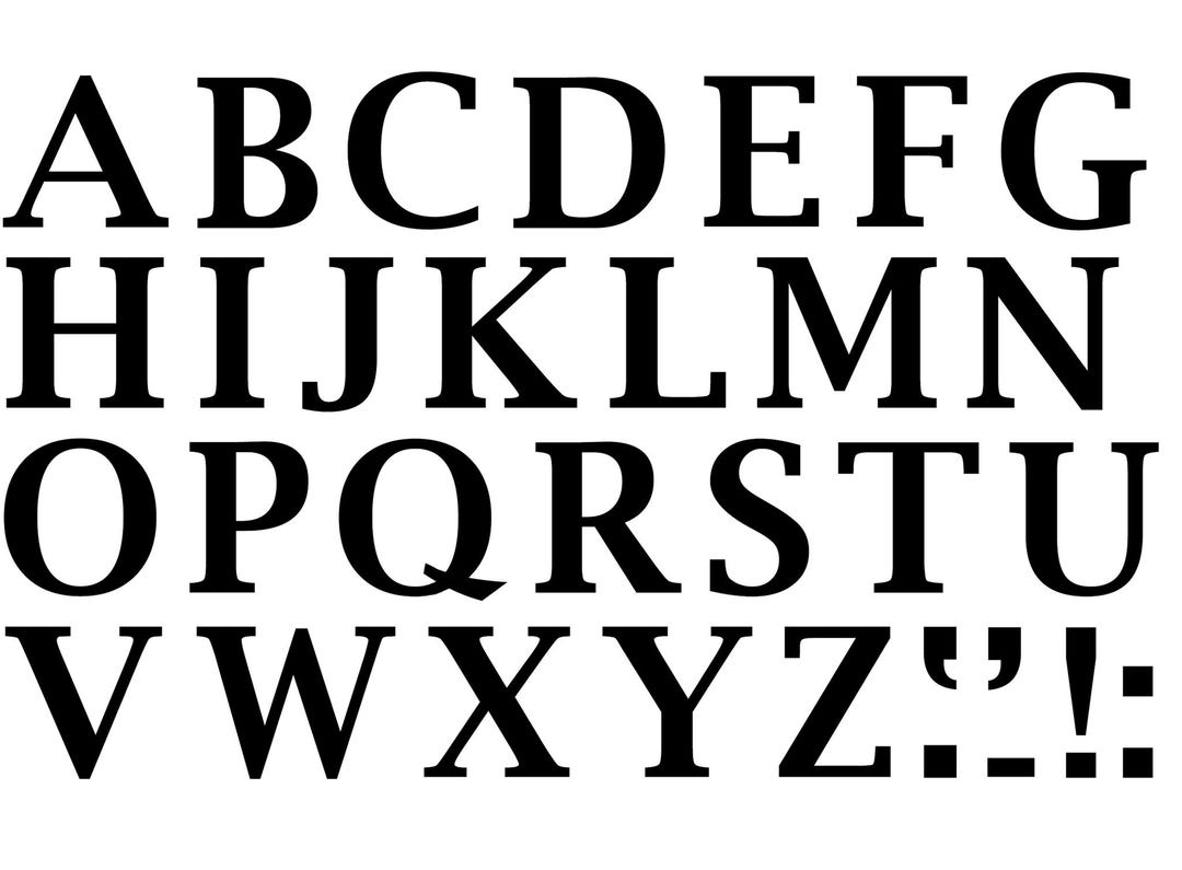 Lucida Font Letters Upper Case 31 Pcs 1 Inch Black Fused Glass Decals ...