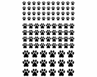 Paw Prints 98 pcs 0.25 to 0.5 Inch Black Fused Glass Decals