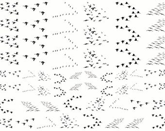 Stormi di uccelli 61 pezzi Decalcomanie in vetro fuso nero