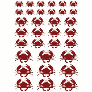 Crab 33 pcs Red Fused Glass Decals