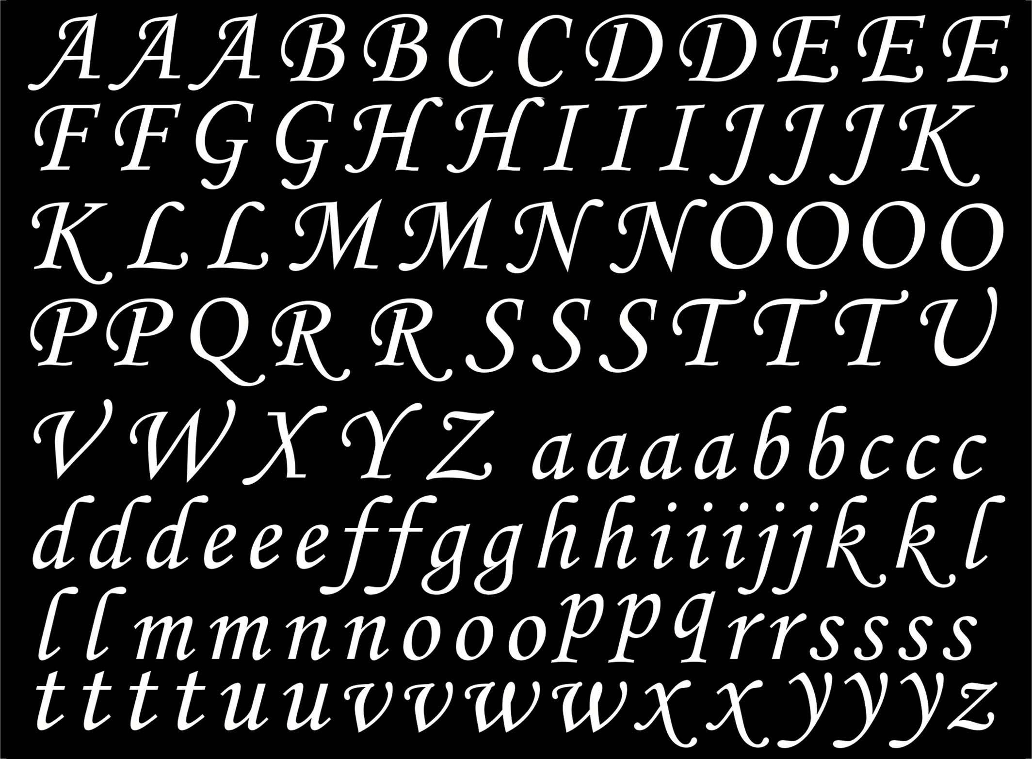 Corsiva Font Alphabet 1/2 Letters Black or White Fused - Etsy UK