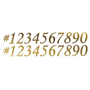 May include: Two identical rows of gold-colored decals featuring the hashtag symbol followed by the numbers 1, 2, 3, 4, 5, 6, 7, 8, 9, and 0. The characters are presented in a clean, serif-style font with a smooth, metallic gradient finish.