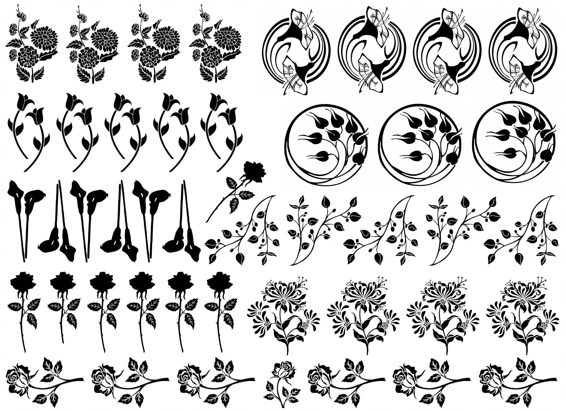 flower themed stencils for etching on glass (mixed) tulip daffodil rose  daisy craft hobby present