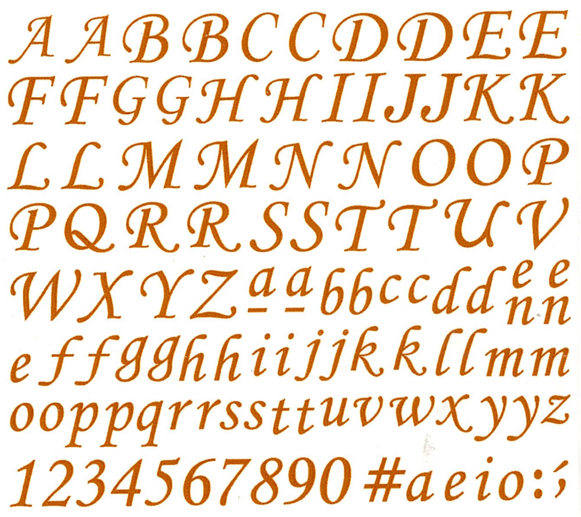 Script Font 3/8 Alphabet Letters Gold 986 Silk Screen | Etsy