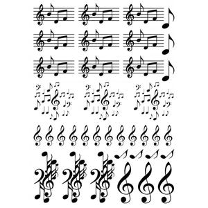 Musiknoten 34 Stück 0,5 bis 1,25 schwarz geschmolzene Glasabziehbilder