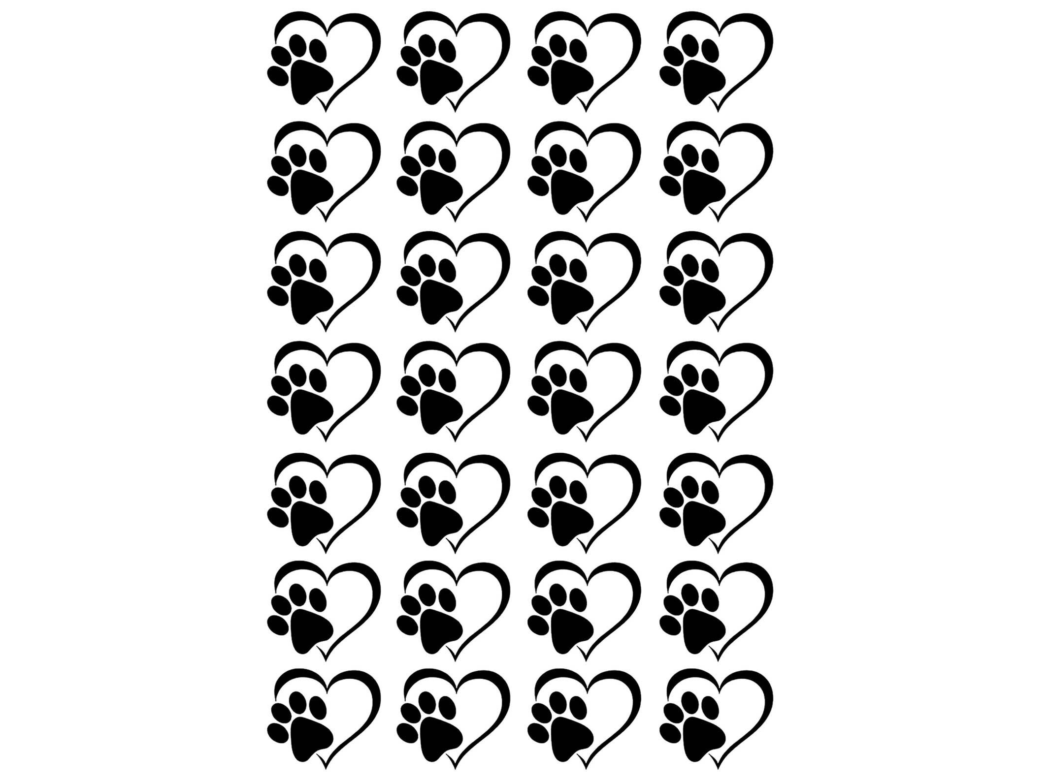 Heart Paw Print 28 Pcs 3/4 Black Silk Screen Enamel Etsy