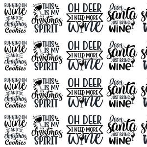 Weihnachtswein-Zitate 24 Stück 1-Zoll-Schwarz-Fused-Glas-Abziehbilder