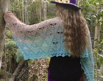 Rainforest Dragonflies Crochet Shawl Pattern