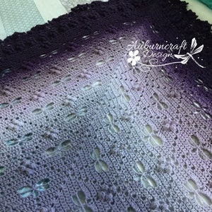 Square Crochet filet style blanket with dragonflies enclosed in diamond shapes