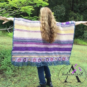 Tirari Desert Flower Ruana Crochet Pattern