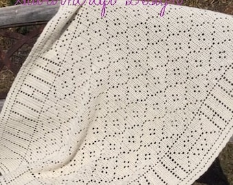 Mosaic Filet Lap Blanket Crochet Pattern
