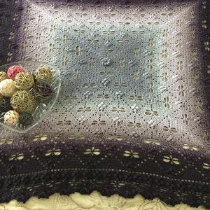 Square Crochet filet style blanket with dragonflies enclosed in diamond shapes