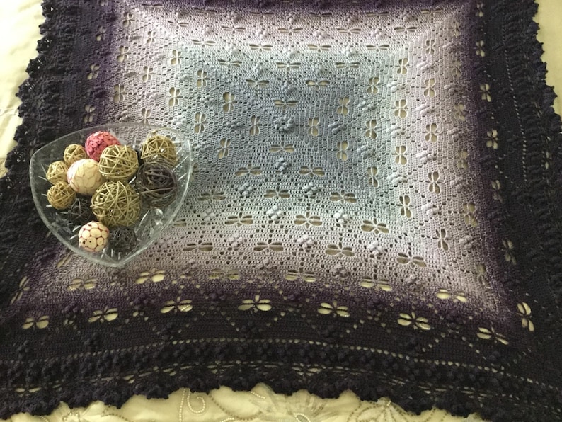 Square Crochet filet style blanket with dragonflies enclosed in diamond shapes