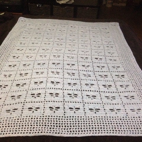 Dragonfly Baby Blanket lap Blanket Filet Crochet Pattern Etsy
