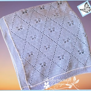 Butterfly Diamonds Filet Crochet Blanket Pattern
