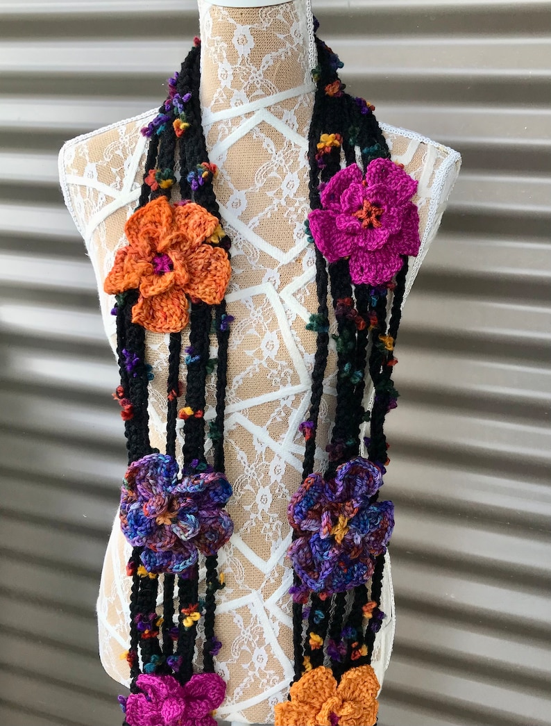 String of Flowers Scarf Crochet Pattern Digital Download - Etsy