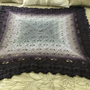 Square Crochet filet style blanket with dragonflies enclosed in diamond shapes