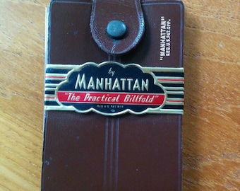 Vintage Brown Leather Wallet "The Practical Billfold" by Manhattan