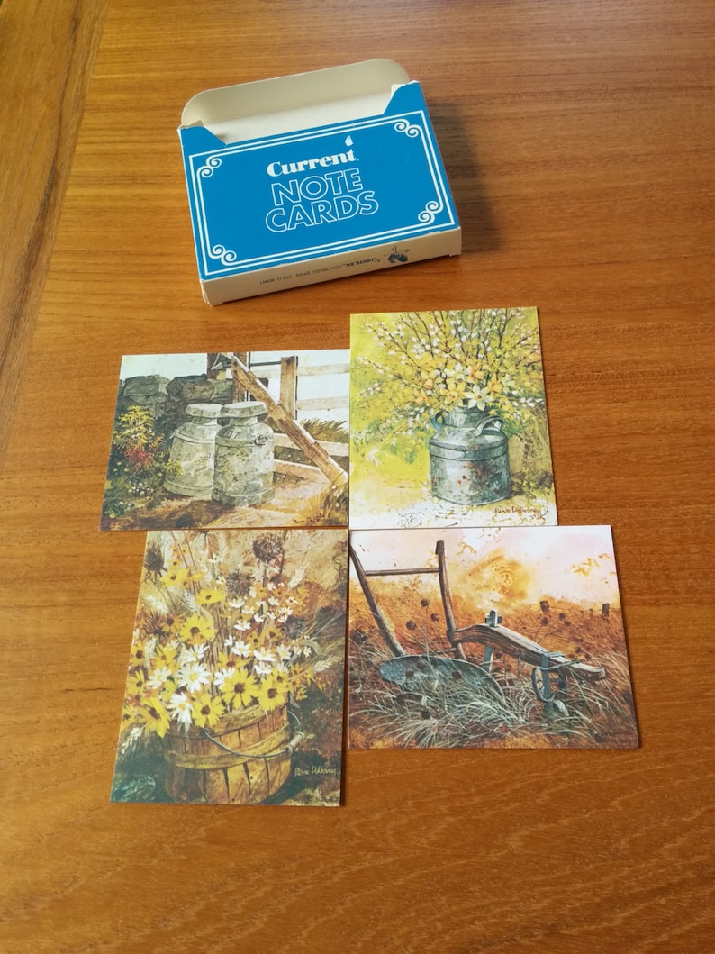 Boxed Vintage Note Cards Blank Inside With Envelopes Set of 12