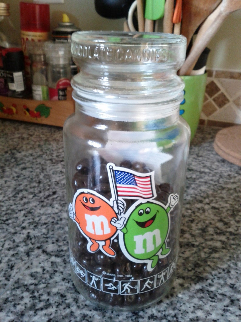 Vintage M&Ms Glass Jar 1984 Los Angeles Olympics Promotion Etsy