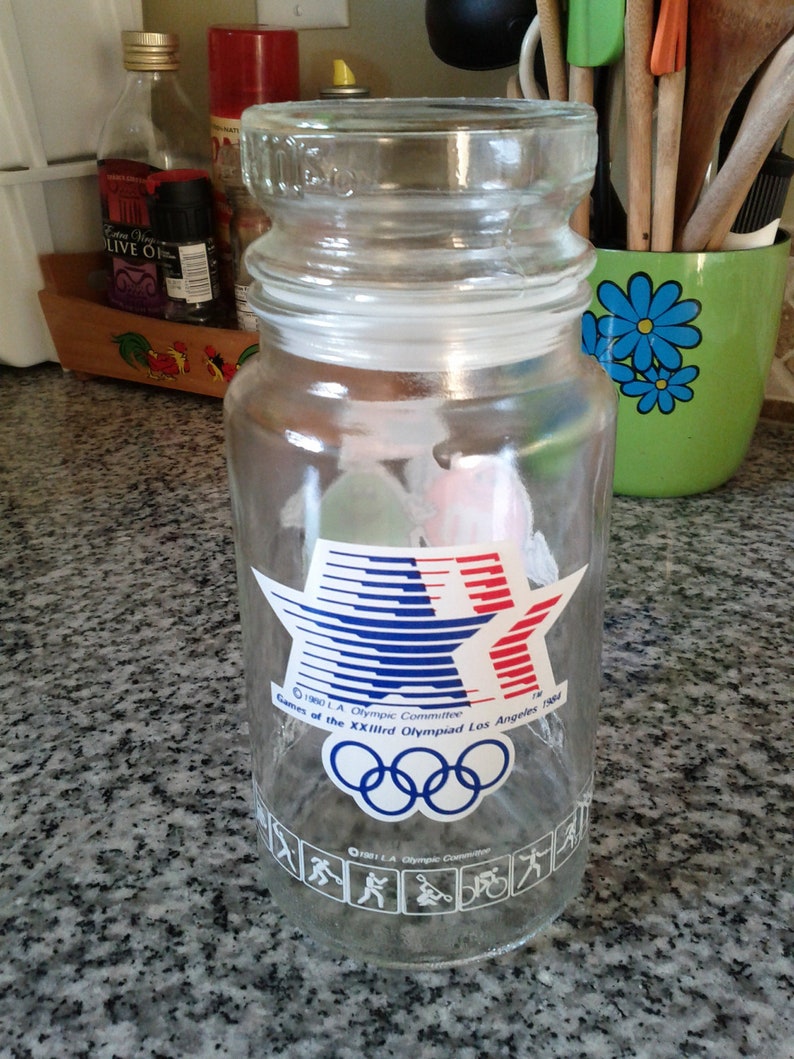 Vintage M&Ms Glass Jar 1984 Los Angeles Olympics Promotion Etsy