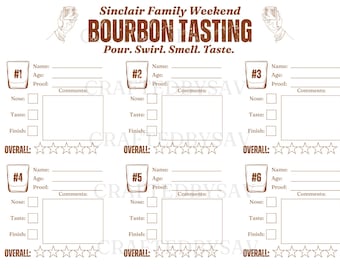 Personalized Bourbon Tasting Scorecard