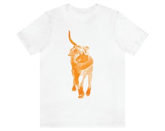 Orange Painting of Smokey on Unisex Jersey Short Sleeve Tee