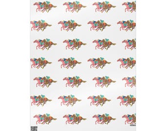 Horse Derby Wrapping Paper: Hand-Drawn Racing Design