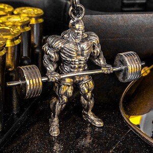 Strong Man Dumbbell Keychain Weighting Men Fitness Body Key Chains Jewelry  Sport Gym