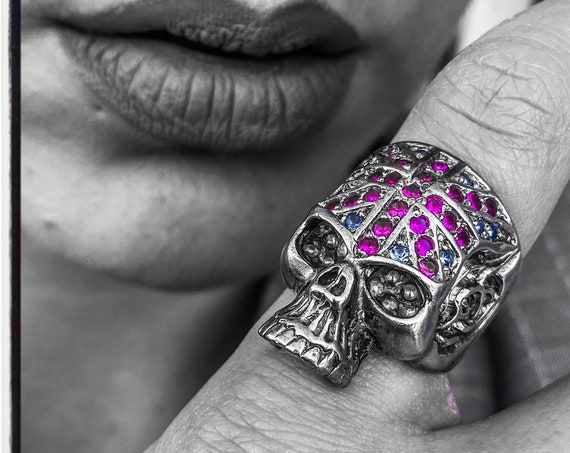 Union Jack Schädel Ring britische Flagge Schädel Ring britischen Schädel Ring England Flagge Ring Memento Mori Schädel Ring Tag der toten Schädel Ring